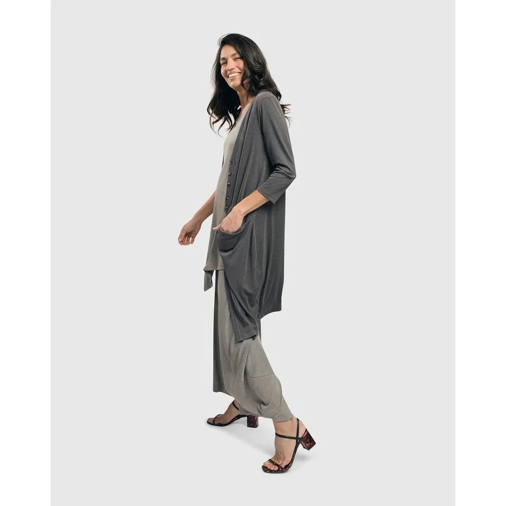 NEW‎ Alembika Essential Draped Cocoon Jacket Grey Womens 4-6